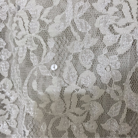 Oscar Oscar De La Renta Gray/Sliver Lace Back Cardigan Size S - Picture 8 of 8